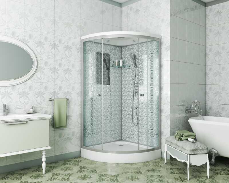 Душевая кабина Niagara Luxe NG-7701W (90x90х210) низкий поддон(15см),дверь раздвижная,стенки серебро,3 места