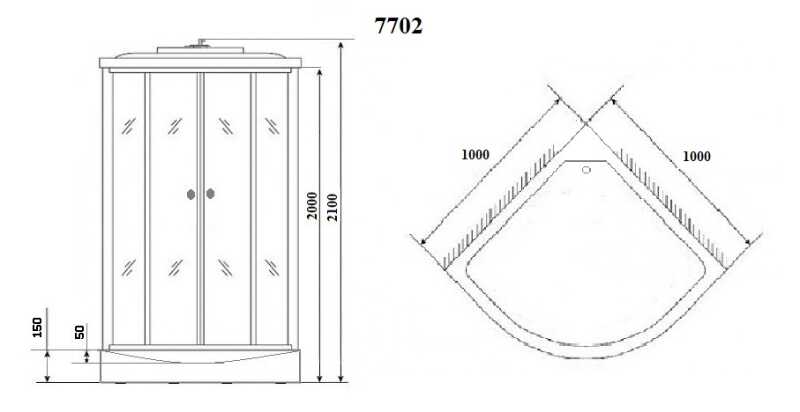 Душевая кабина Niagara Luxe NG-7702G (100x100х210) низкий поддон(15см),дверь раздвижная,стенки золото,3 места