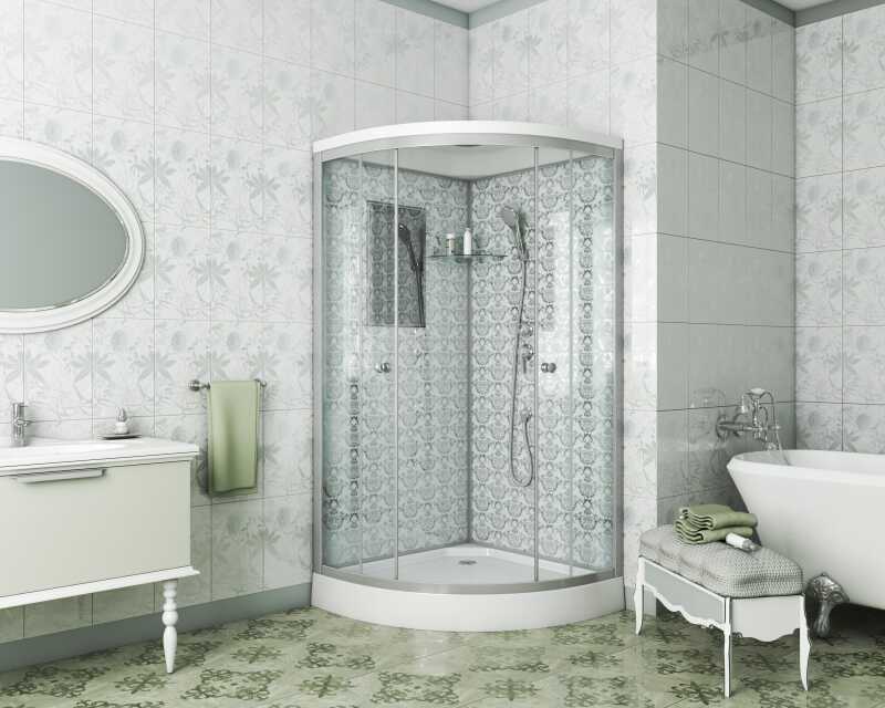 Душевая кабина Niagara Luxe NG-7702W (100x100х210) низкий поддон(15см),дверь раздвижная,стенки серебро,3 места