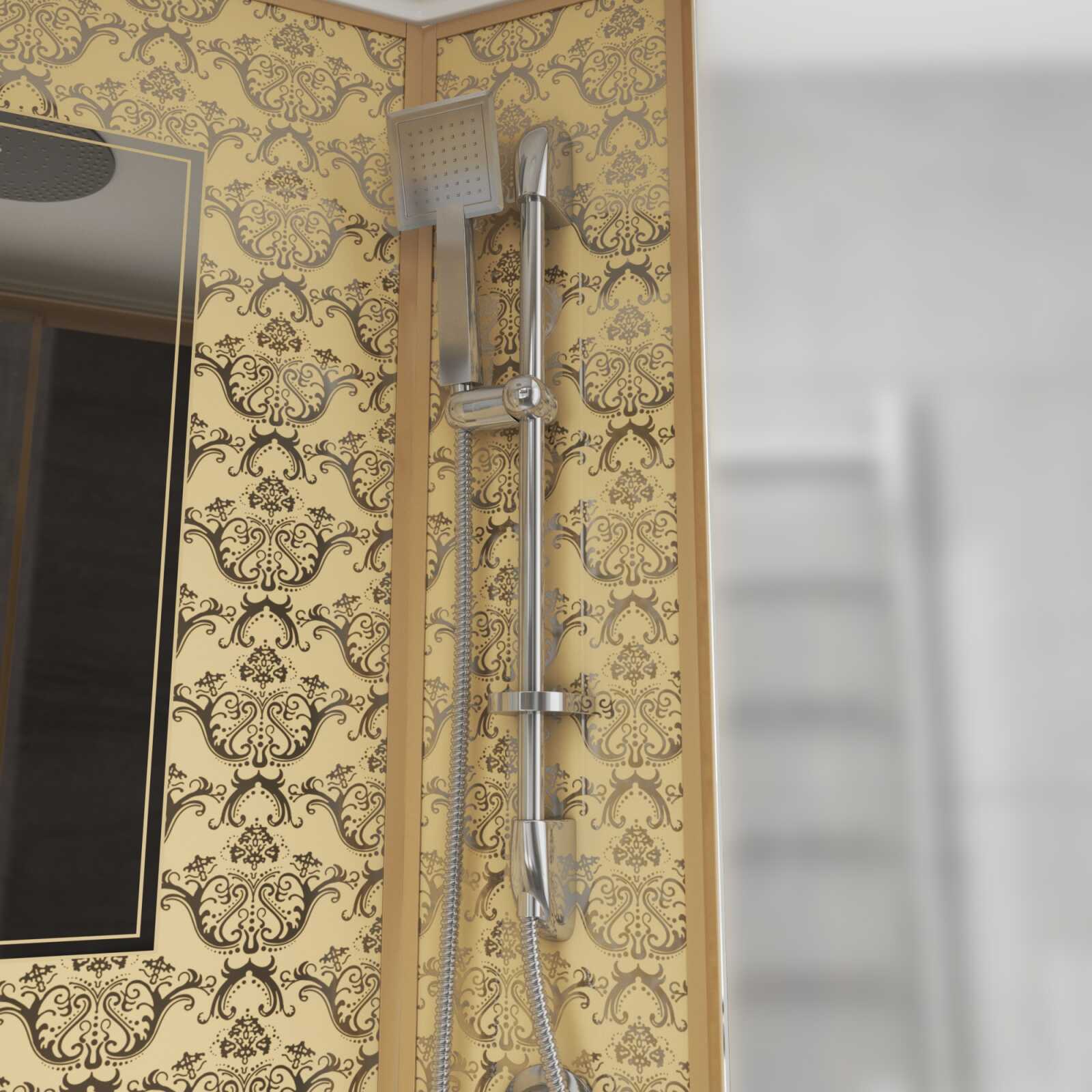 Душевая кабина Niagara Luxe NG-7711GL (90x120х215) низкий поддон(15см),дверь раздвижная,стенки золото,6 мест