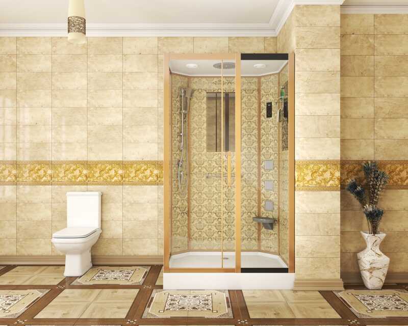 Душевая кабина Niagara Luxe NG-7711GR (90x120х215) низкий поддон(15см),дверь раздвижная,стенки золото,6 мест
