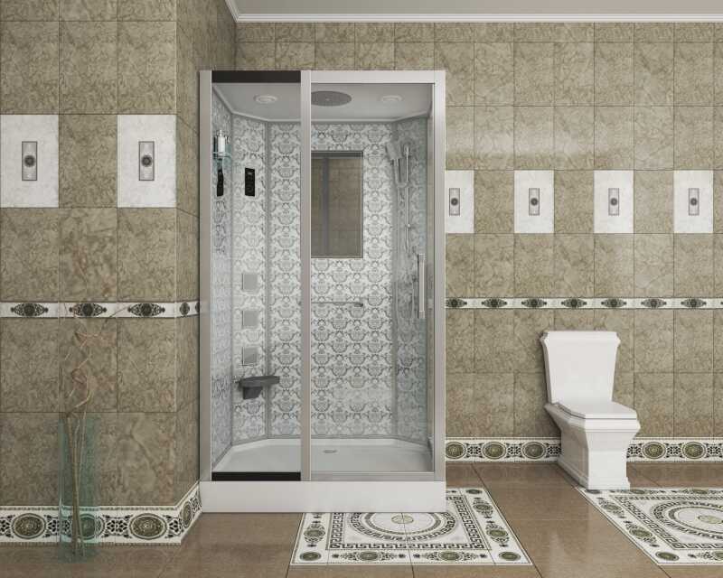 Душевая кабина Niagara Luxe NG-7711WL (90x120х215) низкий поддон(15см),дверь раздвижная,стенки серебро,6 мест