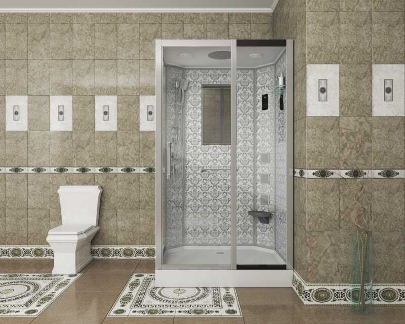 Душевая кабина Niagara Luxe NG-7711WR (90x120х215) низкий поддон(15см),дверь раздвижная,стенки серебро,6 мест