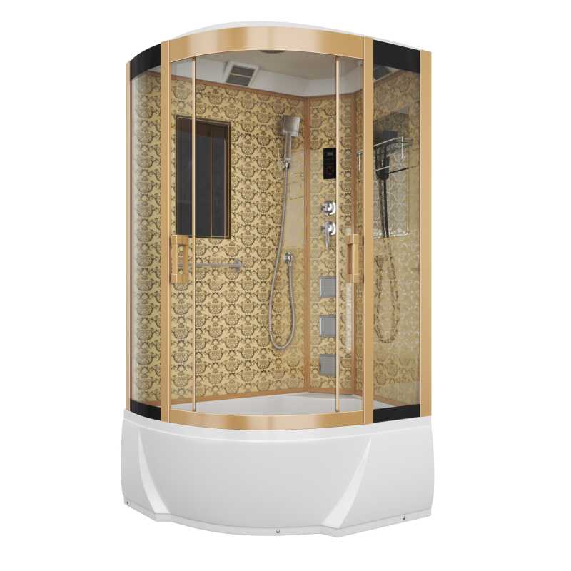 Душевая кабина Niagara Luxe NG-7712GR (80x120х215) высокий поддон(38см),дверь раздвижная,стенки золото,4 места