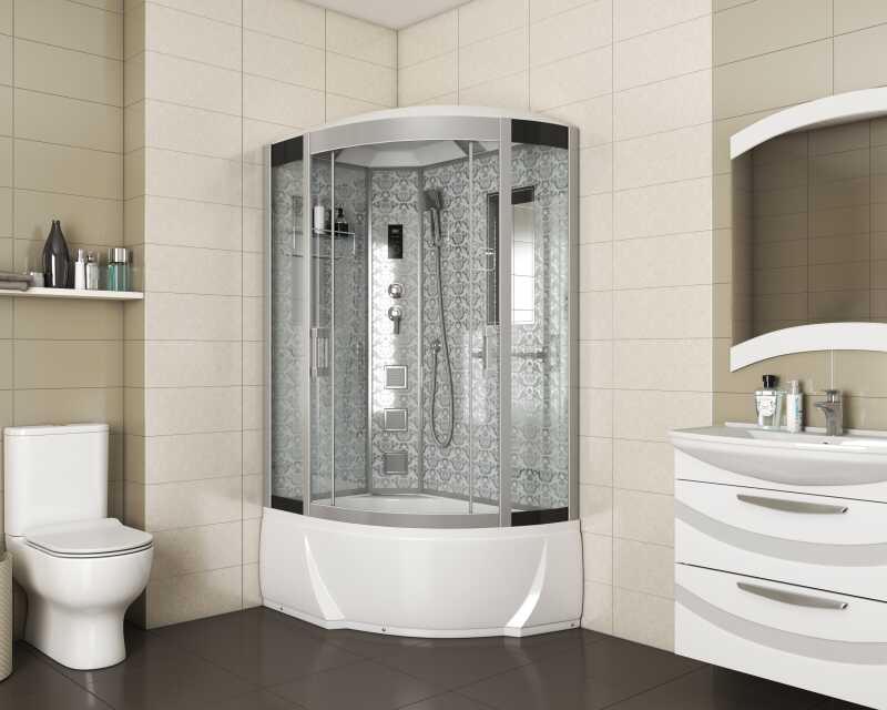 Душевая кабина Niagara Luxe NG-7712WL (80x120х215) высокий поддон(38см),дверь раздвижная,стенки серебро,4 места