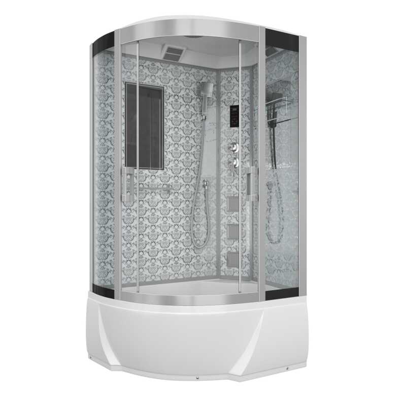 Душевая кабина Niagara Luxe NG-7712WR (80x120х215) высокий поддон(38см),дверь раздвижная,стенки серебро,4 места