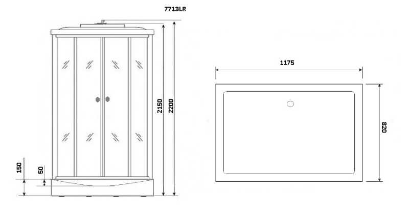 Душевая кабина Niagara Luxe NG-7713WL (82x120х215) низкий поддон(15см),дверь раздвижная,стенки серебро,5 мест