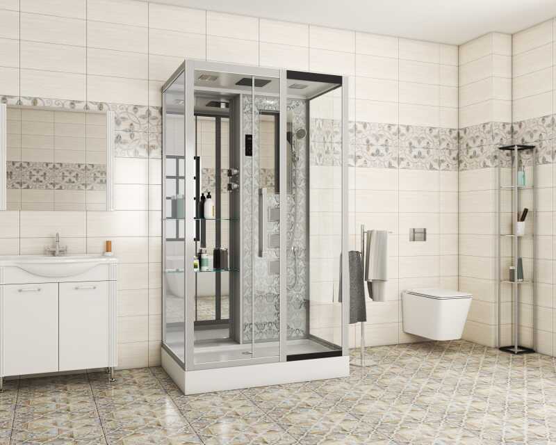 Душевая кабина Niagara Luxe NG-7713WR (82x120х215) низкий поддон(15см),дверь раздвижная,стенки серебро,5 мест