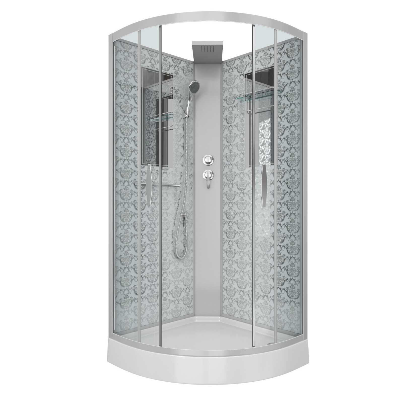 Душевая кабина Niagara Luxe NG-7715WBK (90x90х210) низкий поддон(15см),дверь раздвижная,стенки серебро,без крыши,4 места