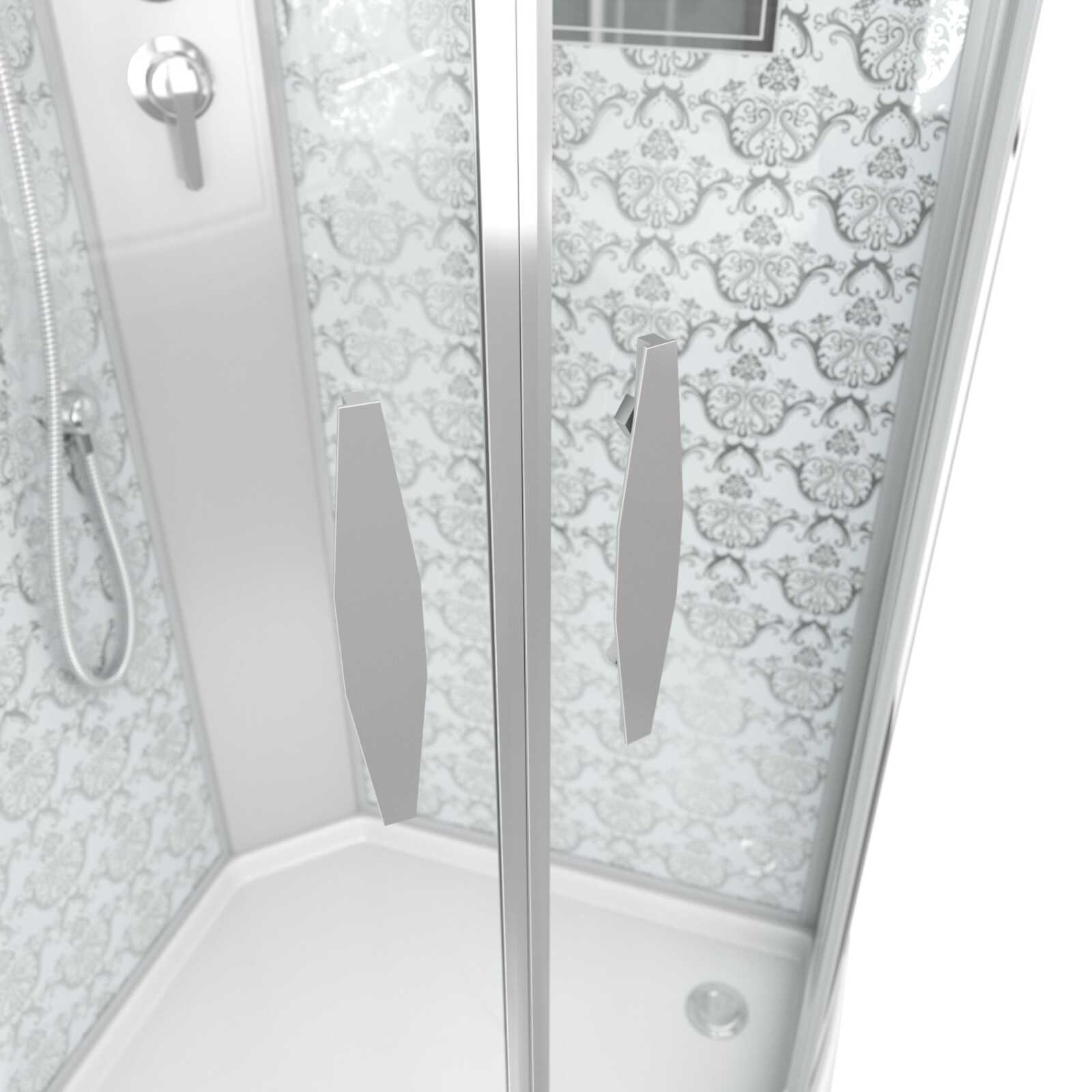 Душевая кабина Niagara Luxe NG-7715WBK (90x90х210) низкий поддон(15см),дверь раздвижная,стенки серебро,без крыши,4 места