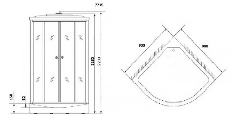 Душевая кабина Niagara Luxe NG-7715W (90x90х215) низкий поддон(15см),дверь раздвижная,стенки серебро,4 места