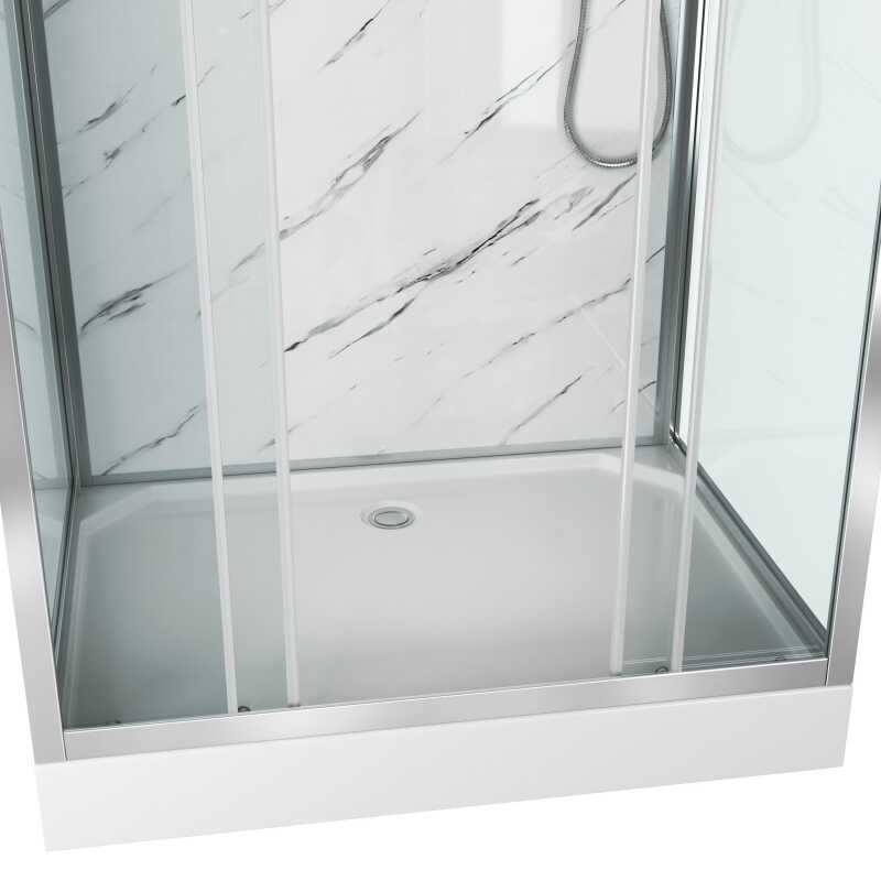 Душевая кабина Niagara Luxe NG-7772QM (120x90х210) низкий поддон(15см),дверь раздвижная,стенки мрамор,4 места