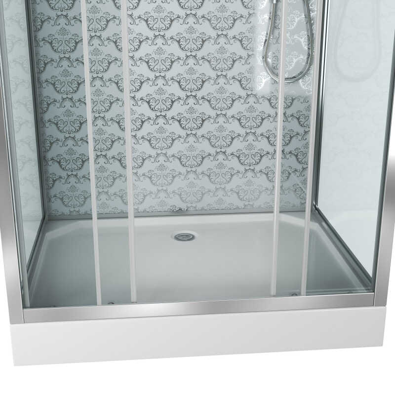 Душевая кабина Niagara Luxe NG-7772QW (120x90х210) низкий поддон(15см),дверь раздвижная,стенки серебро,4 места