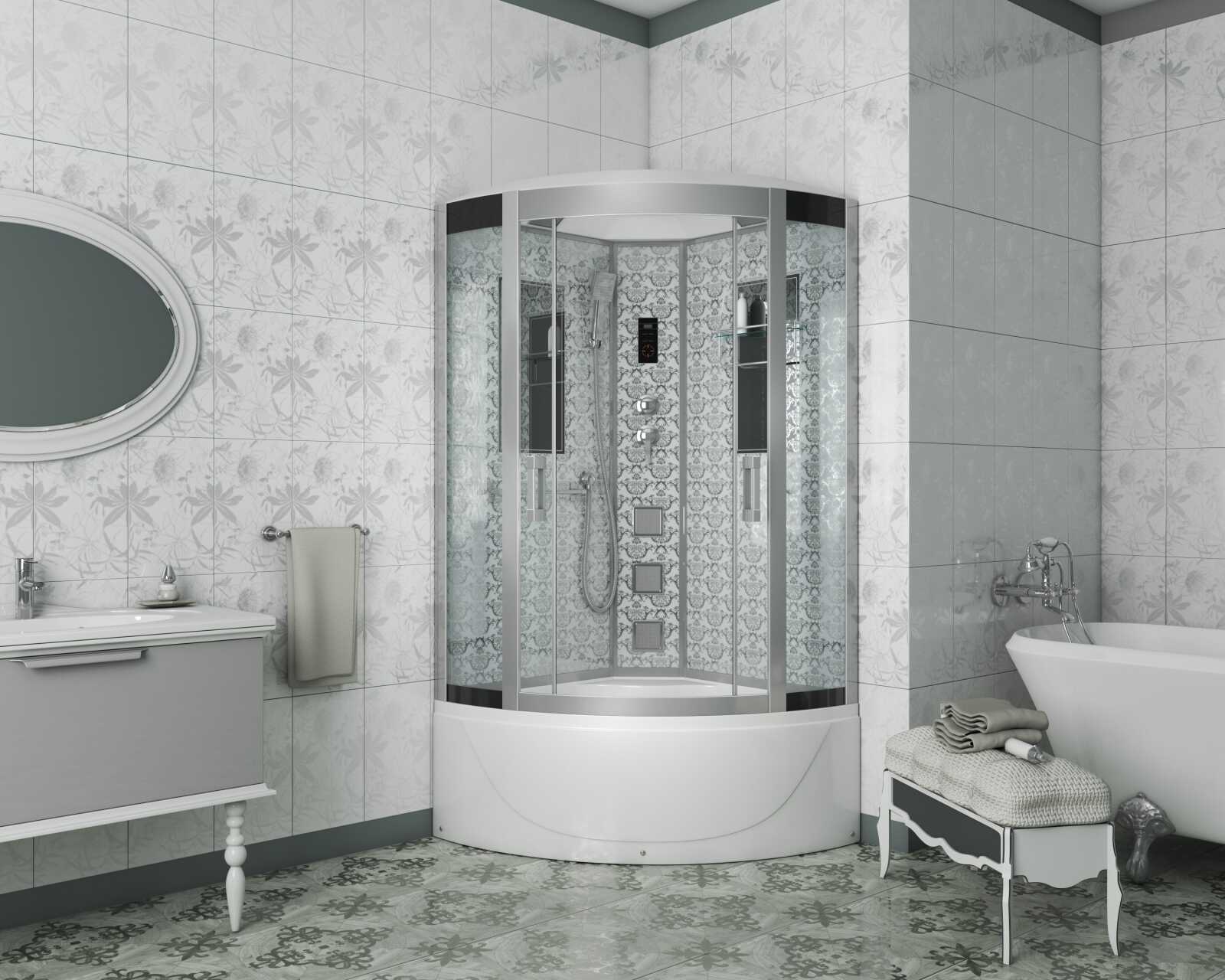 Душевая кабина Niagara Luxe NG-7790W (90x90х215) высокий поддон(45см),дверь раздвижная,стенки серебро,4 места
