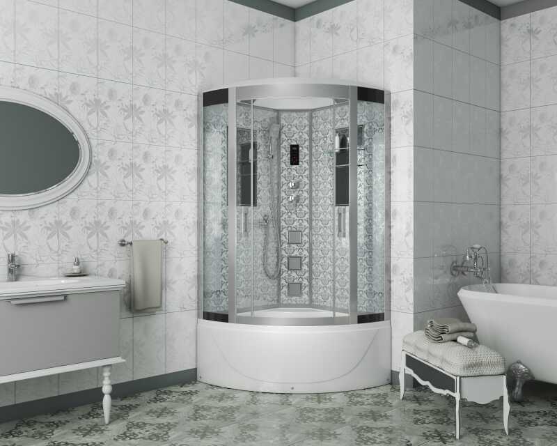 Душевая кабина Niagara Luxe NG-7790W (90x90х215) высокий поддон(45см),дверь раздвижная,стенки серебро,4 места