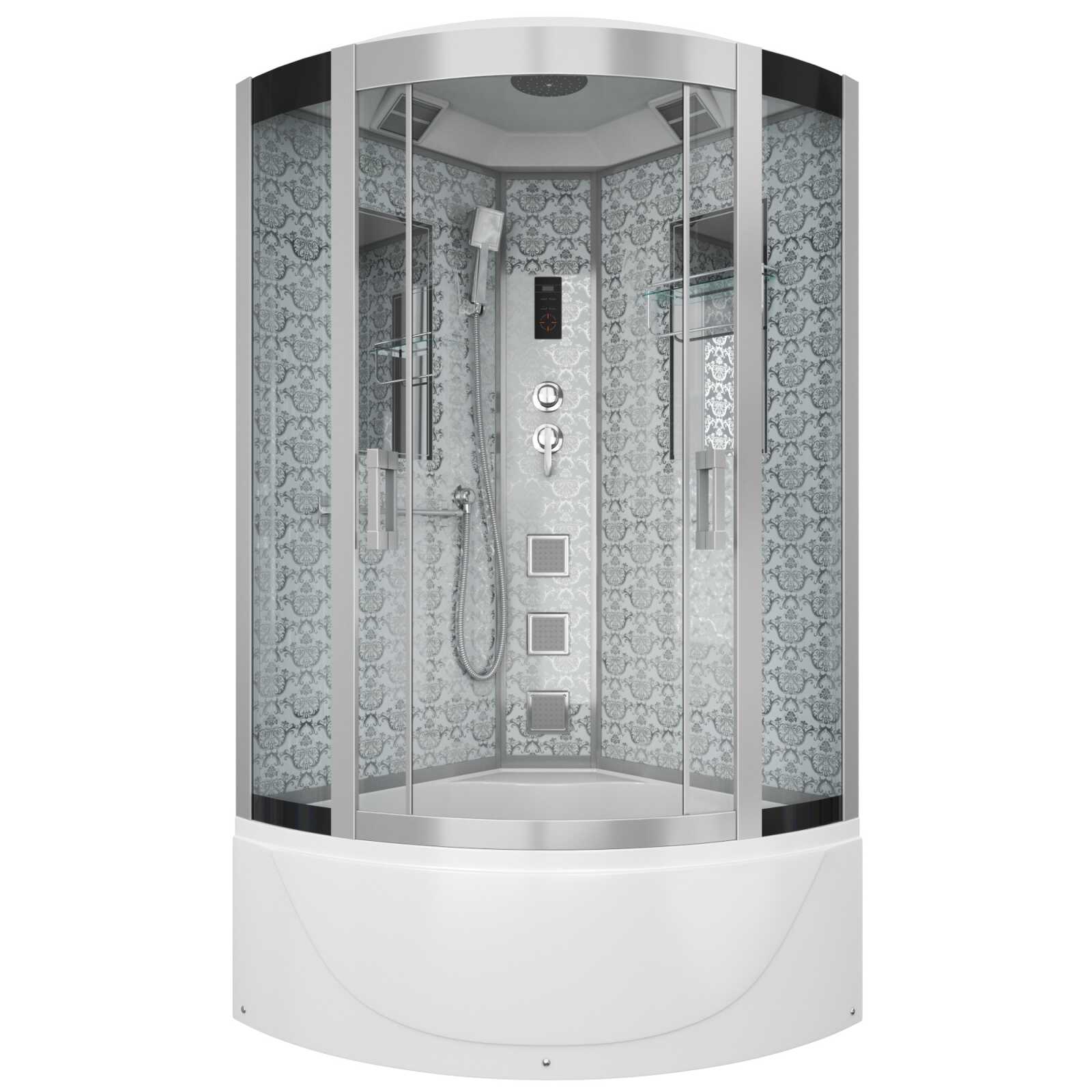 Душевая кабина Niagara Luxe NG-7790W (90x90х215) высокий поддон(45см),дверь раздвижная,стенки серебро,4 места