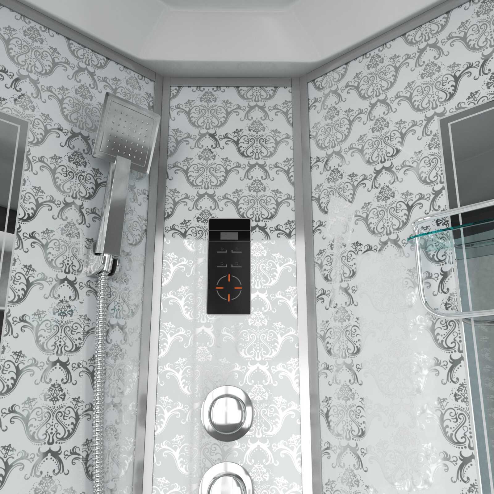 Душевая кабина Niagara Luxe NG-7790W (90x90х215) высокий поддон(45см),дверь раздвижная,стенки серебро,4 места