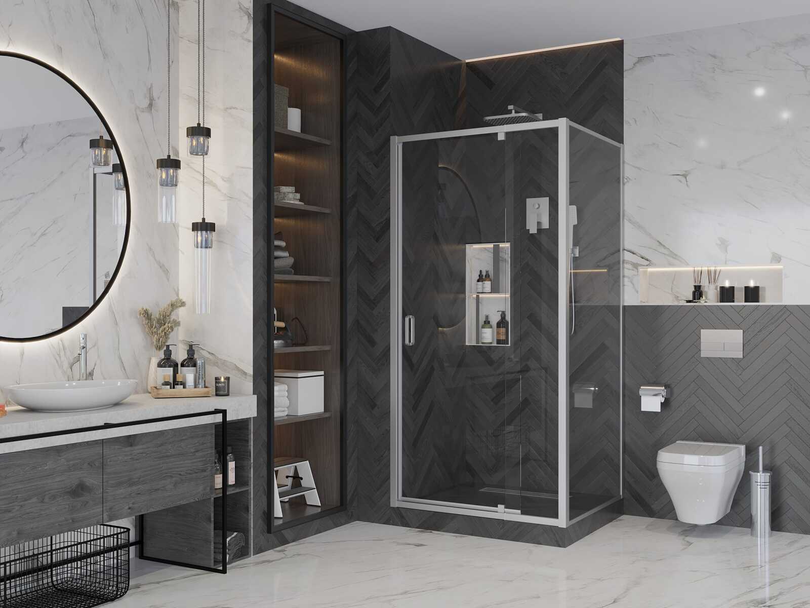 Боковая стенка Ambassador Elysium 80KX (80х200) хром,стекло прозрачное,1 место