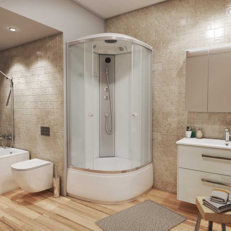 Душевая кабина Niagara Eco E100/40/MT (100х100х215) высокий поддон(40см),стекло матовое,4 места