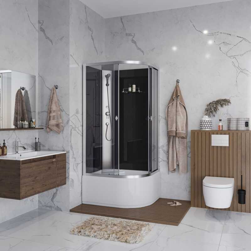 Душевая кабина Niagara Eco E100/80/40L/TN/BK (100х80х195) высокий поддон(40см),стекло черное,4 места