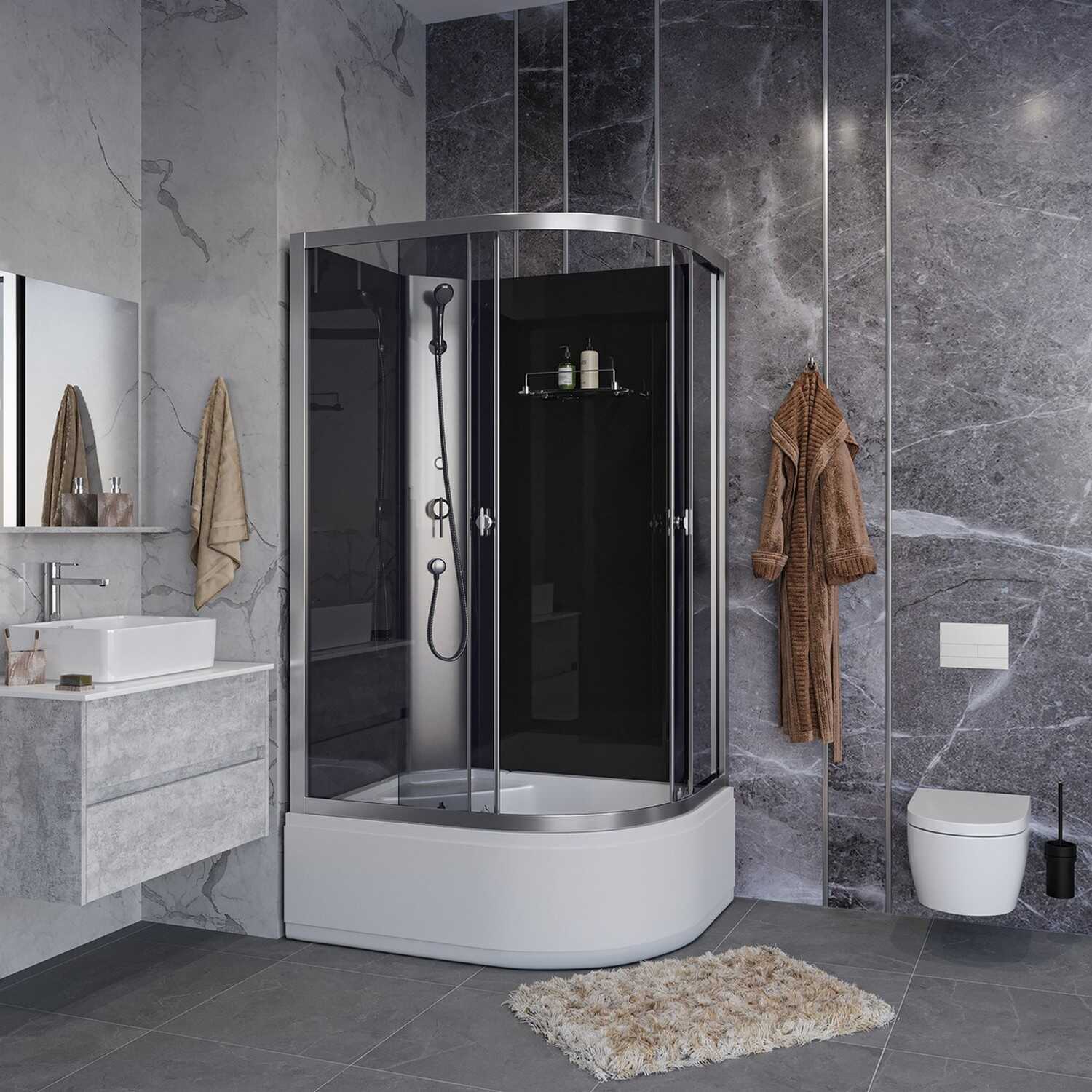 Душевая кабина Niagara Eco E110/80/40L/TN/BK (110х80х195) высокий поддон(40см),стекло черное,4 места