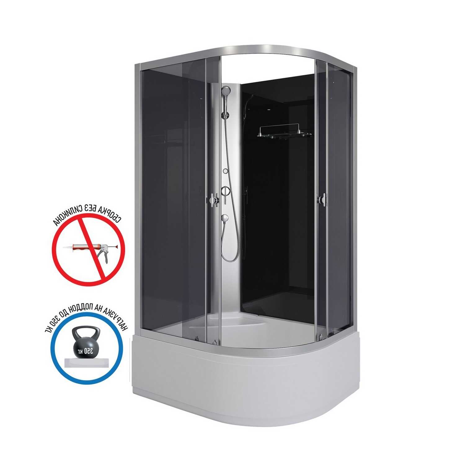 Душевая кабина Niagara Eco E110/80/40L/TN/BK (110х80х195) высокий поддон(40см),стекло черное,4 места
