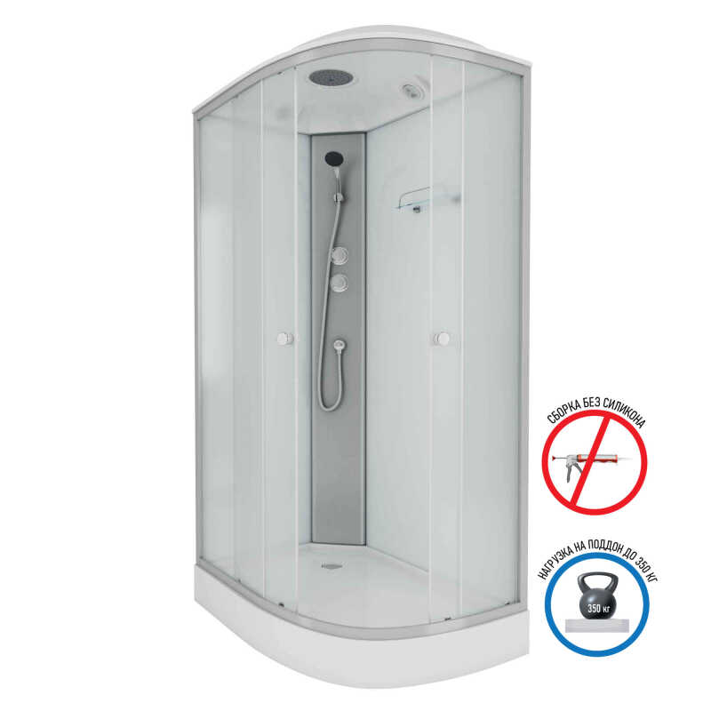 Душевая кабина Niagara Eco E120/80/13L/MT (120х80х215) низкий поддон(13см),стекло матовое,3 места