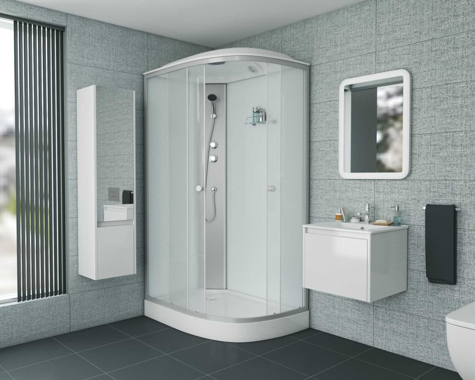 Душевая кабина Niagara Eco E120/80/13L/MT (120х80х215) низкий поддон(13см),стекло матовое,3 места