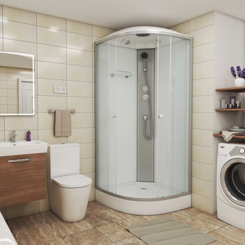Душевая кабина Niagara Eco E80/13/MT (80х80х215) низкий поддон(13см),стекло матовое,3 места