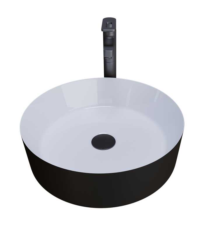 Раковина Grossman GR-4040BW (360х360х115) черная,белая внутри,1 место