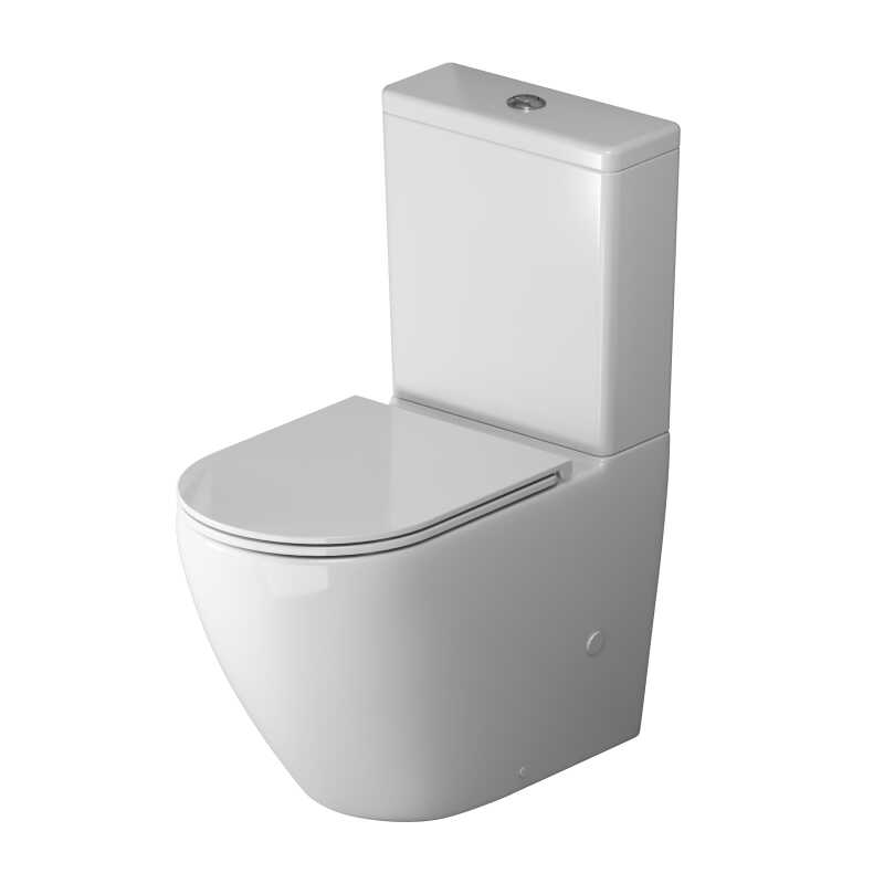 Унитаз напольный Grossman GR-4407SQ (660х390х855) безободковый,белый с тонкой крышкой,микролифт,смыв торнадо,2 места
