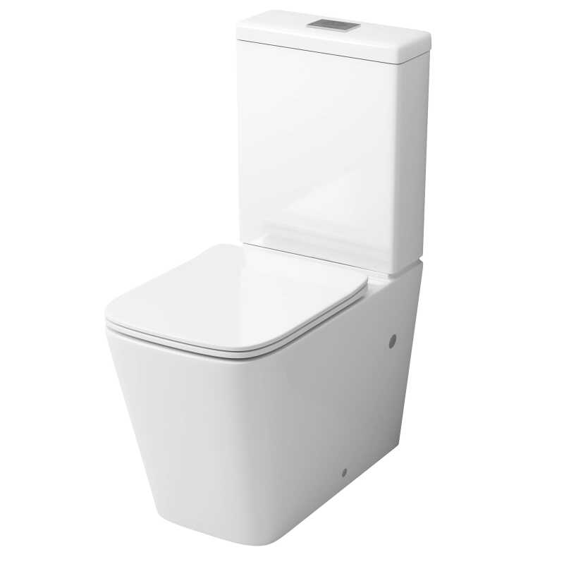 Унитаз напольный Grossman Classic GR-4445SQ (635х355х830) безободковый,белый с тонкой крышкой,микролифт,смыв торнадо,2 места