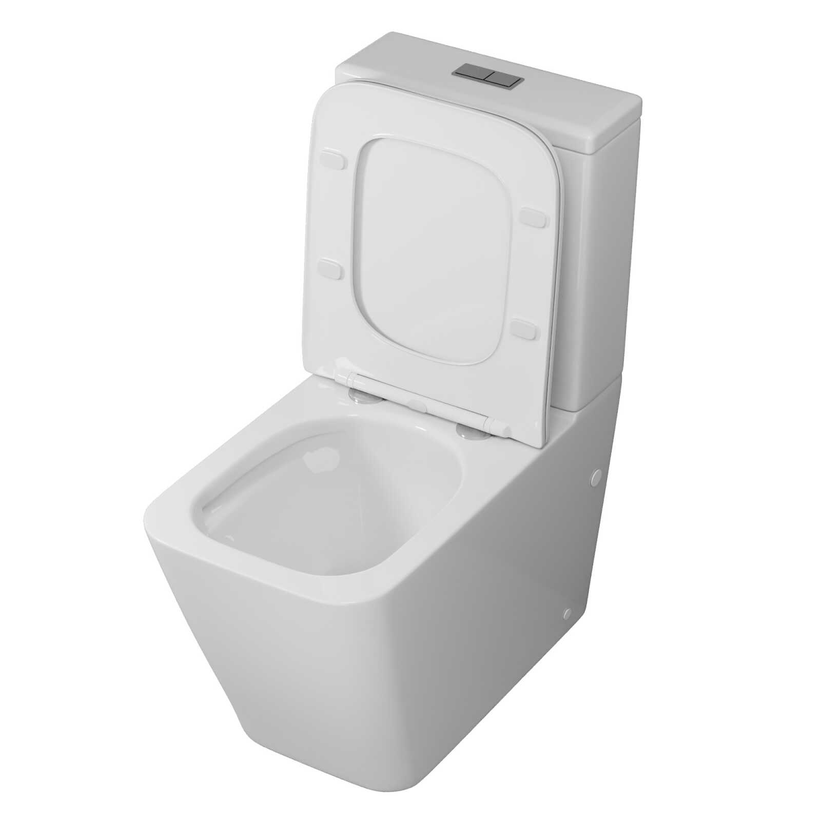 Унитаз напольный Grossman Classic GR-4445SQ (635х355х830) безободковый,белый с тонкой крышкой,микролифт,смыв торнадо,2 места