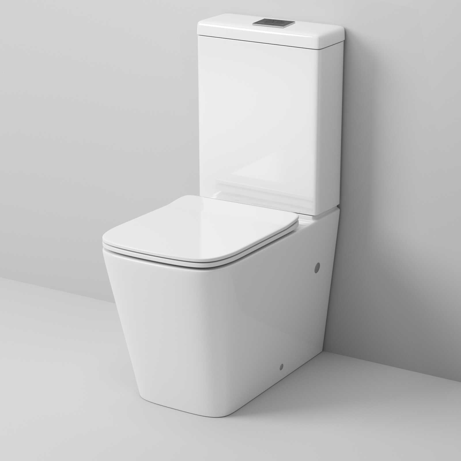 Унитаз напольный Grossman Classic GR-4445SQ (635х355х830) безободковый,белый с тонкой крышкой,микролифт,смыв торнадо,2 места