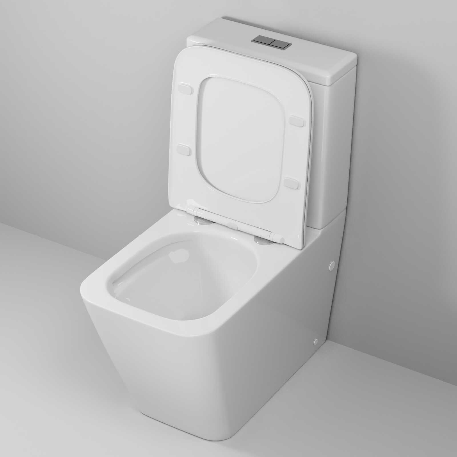 Унитаз напольный Grossman Classic GR-4445SQ (635х355х830) безободковый,белый с тонкой крышкой,микролифт,смыв торнадо,2 места