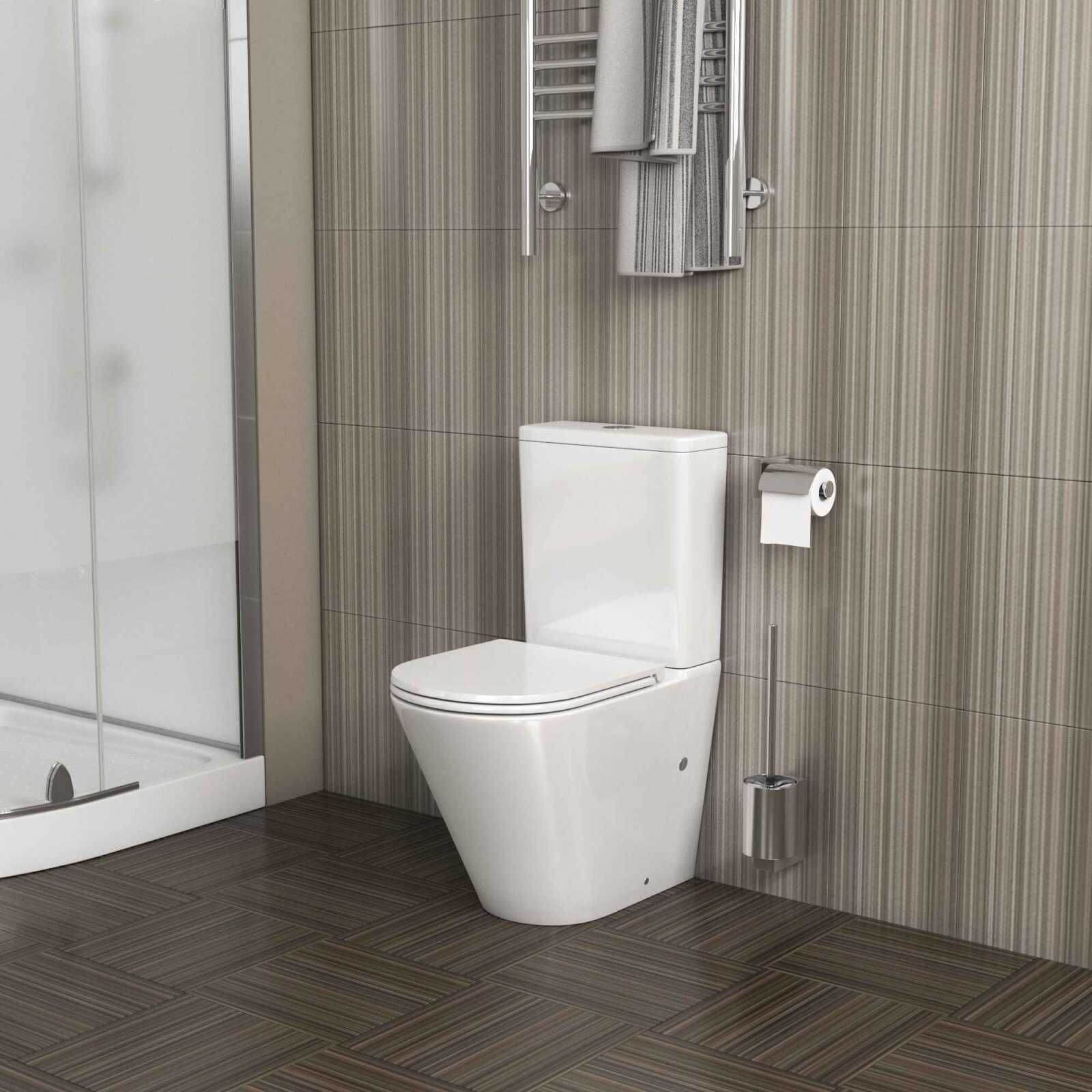 Унитаз напольный Grossman GR-4450SQ (605х380х825) безободковый,белый с тонкой крышкой,микролифт,смыв торнадо,2 места