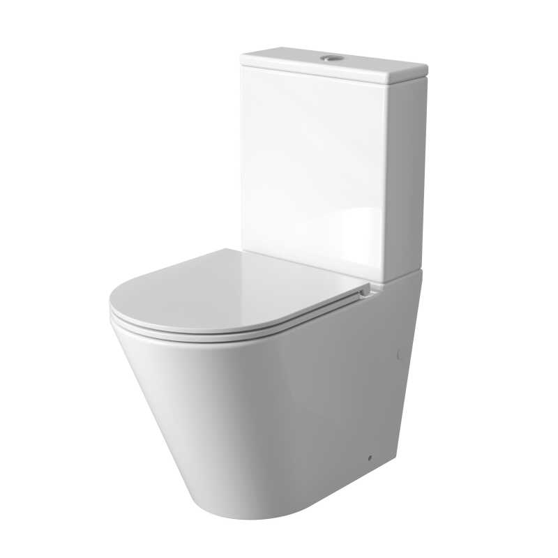 Унитаз напольный Grossman GR-4458SQ (640х360х835) безободковый,белый с тонкой крышкой,микролифт,смыв торнадо,2 места