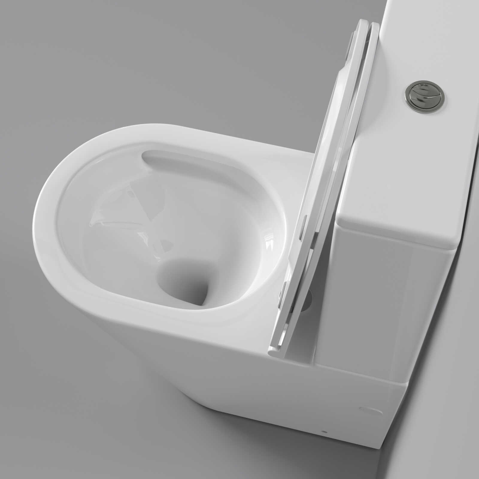 Унитаз напольный Grossman GR-4458SQ (640х360х835) безободковый,белый с тонкой крышкой,микролифт,смыв торнадо,2 места