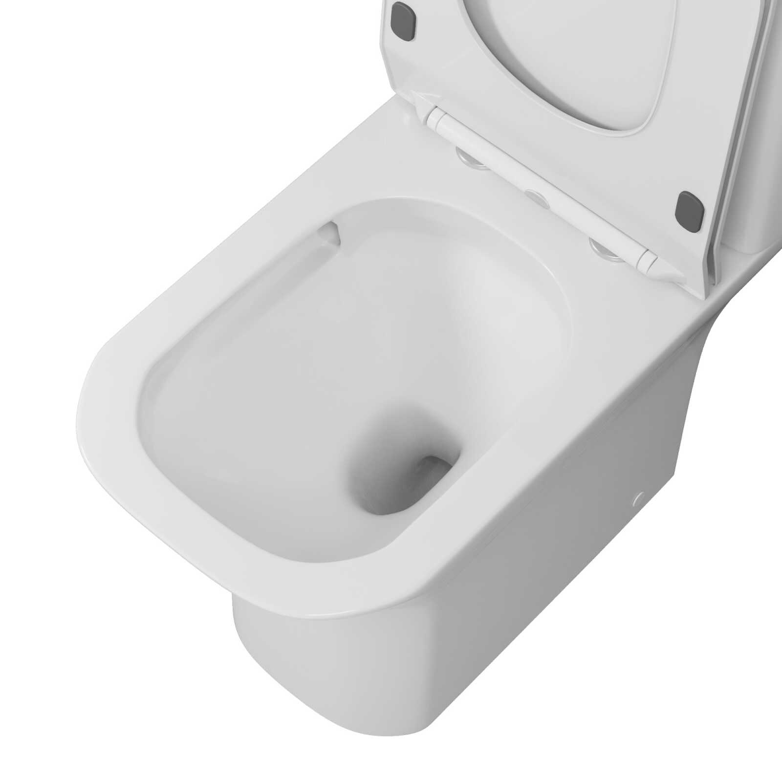 Унитаз напольный Grossman Classic GR-4464SQ (640х350х800) безободковый,белый с тонкой крышкой,микролифт,смыв торнадо,2 места