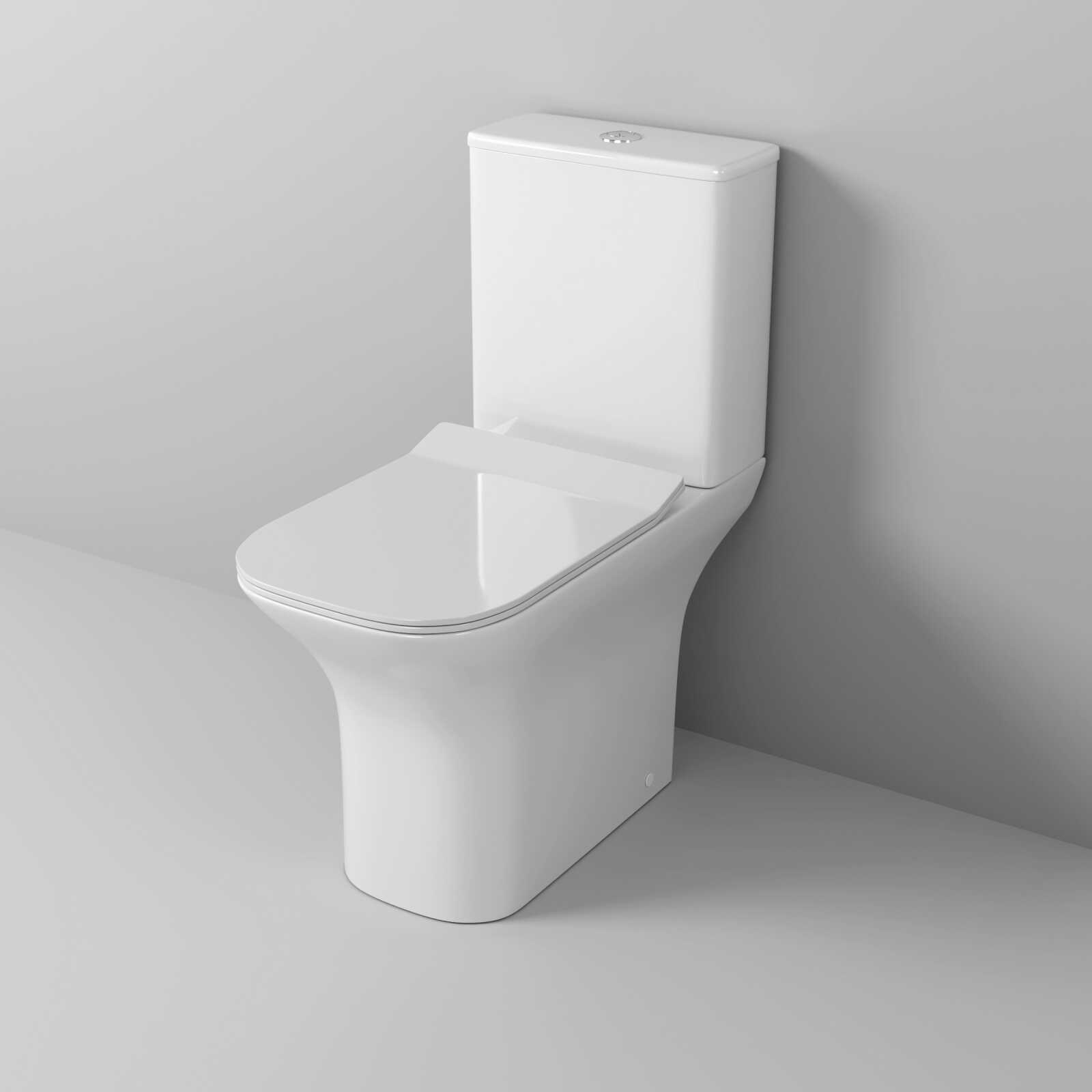 Унитаз напольный Grossman Classic GR-4464SQ (640х350х800) безободковый,белый с тонкой крышкой,микролифт,смыв торнадо,2 места