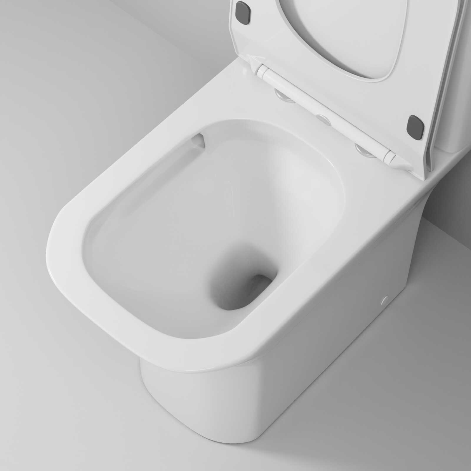 Унитаз напольный Grossman Classic GR-4464SQ (640х350х800) безободковый,белый с тонкой крышкой,микролифт,смыв торнадо,2 места