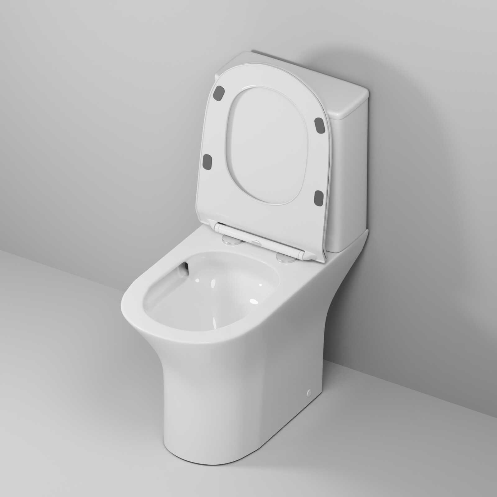 Унитаз напольный Grossman Classic GR-4465SQ (640х350х800) безободковый,белый с тонкой крышкой,микролифт,смыв торнадо,2 места