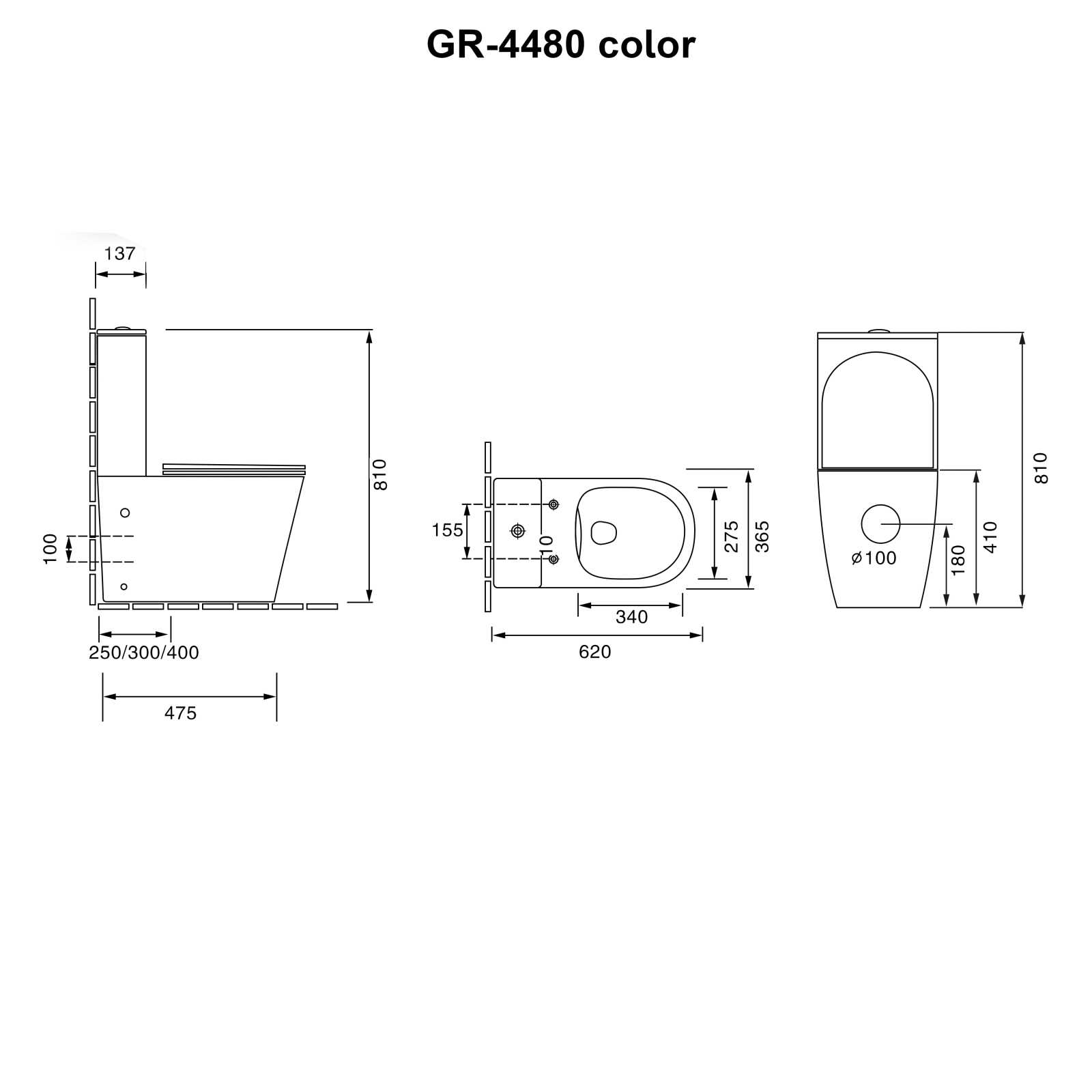 Унитаз напольный Grossman Color GR-4480BMS (620х365х810) безободковый,черный матовый с тонкой крышкой,микролифт,2 места