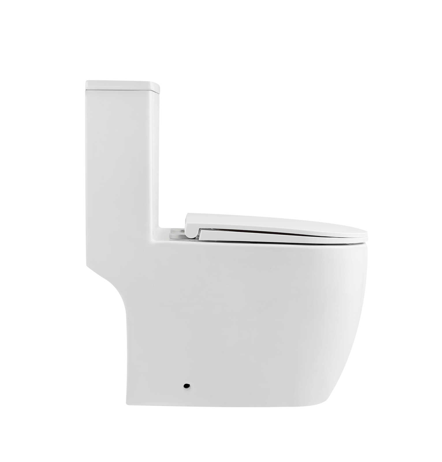 Унитаз напольный Grossman Classic GR-4484SQ (700х385х745) безободковый,белый,моноблок с тонкой крышкой,микролифт,смыв торнадо,1 место
