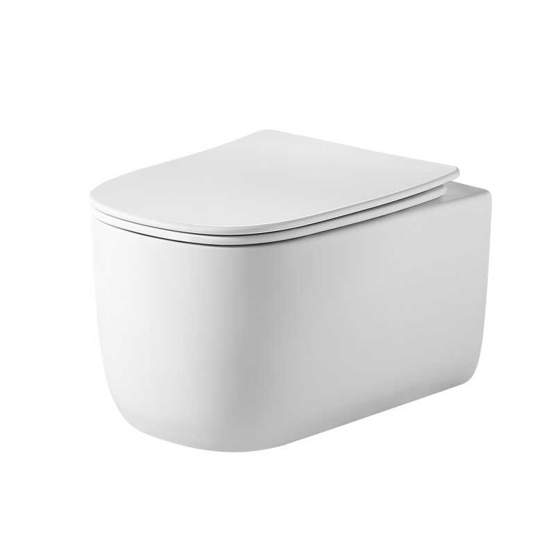 Унитаз подвесной Grossman Thin Rim GR-5605SQ (520х374х355) тонкий ободок,белый с тонкой крышкой,микролифт,смыв торнадо,1 место