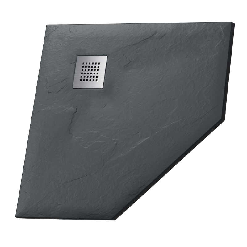 Душевой поддон Grossman Strong GR-S29090D (90х90х2,5) из искусственного камня,трапеция,графит,1 место