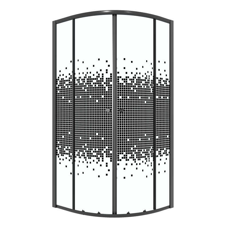 Душевое ограждение Niagara Eco NG-1003-14BLACK (80х80х190) четверть круга,раздвижное,черный,стекло мозаика,1 место