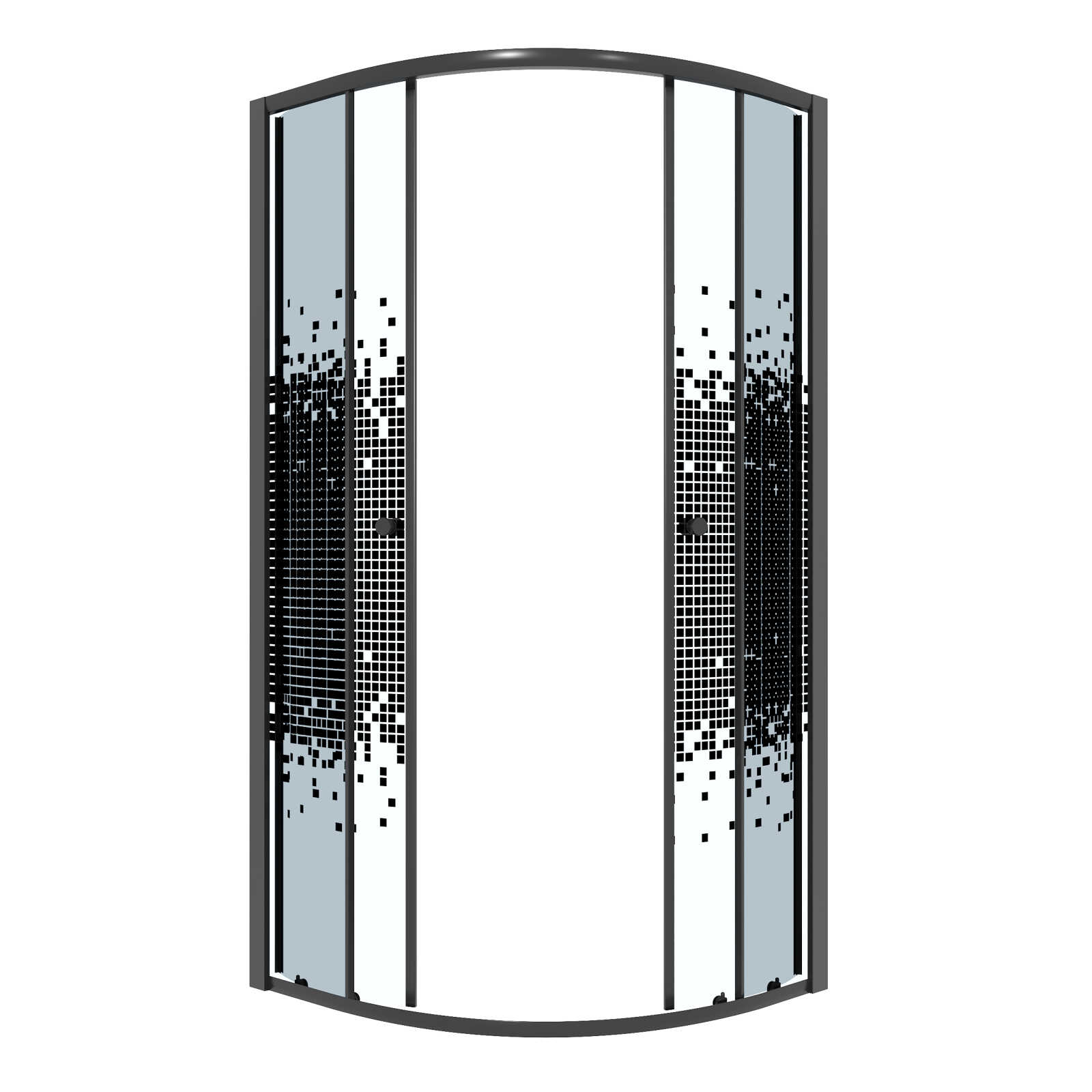Душевое ограждение Niagara Eco NG-1003-14BLACK (80х80х190) четверть круга,раздвижное,черный,стекло мозаика,1 место