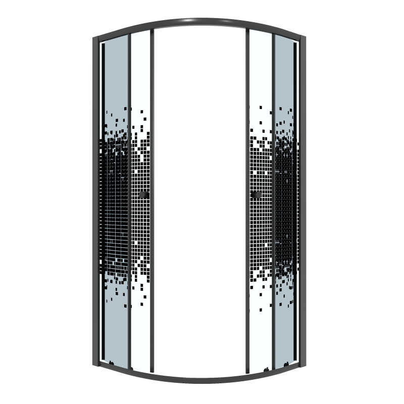 Душевое ограждение Niagara Eco NG-1007-14BLACK (90х90х190) четверть круга,раздвижное,черный,стекло мозаика,1 место