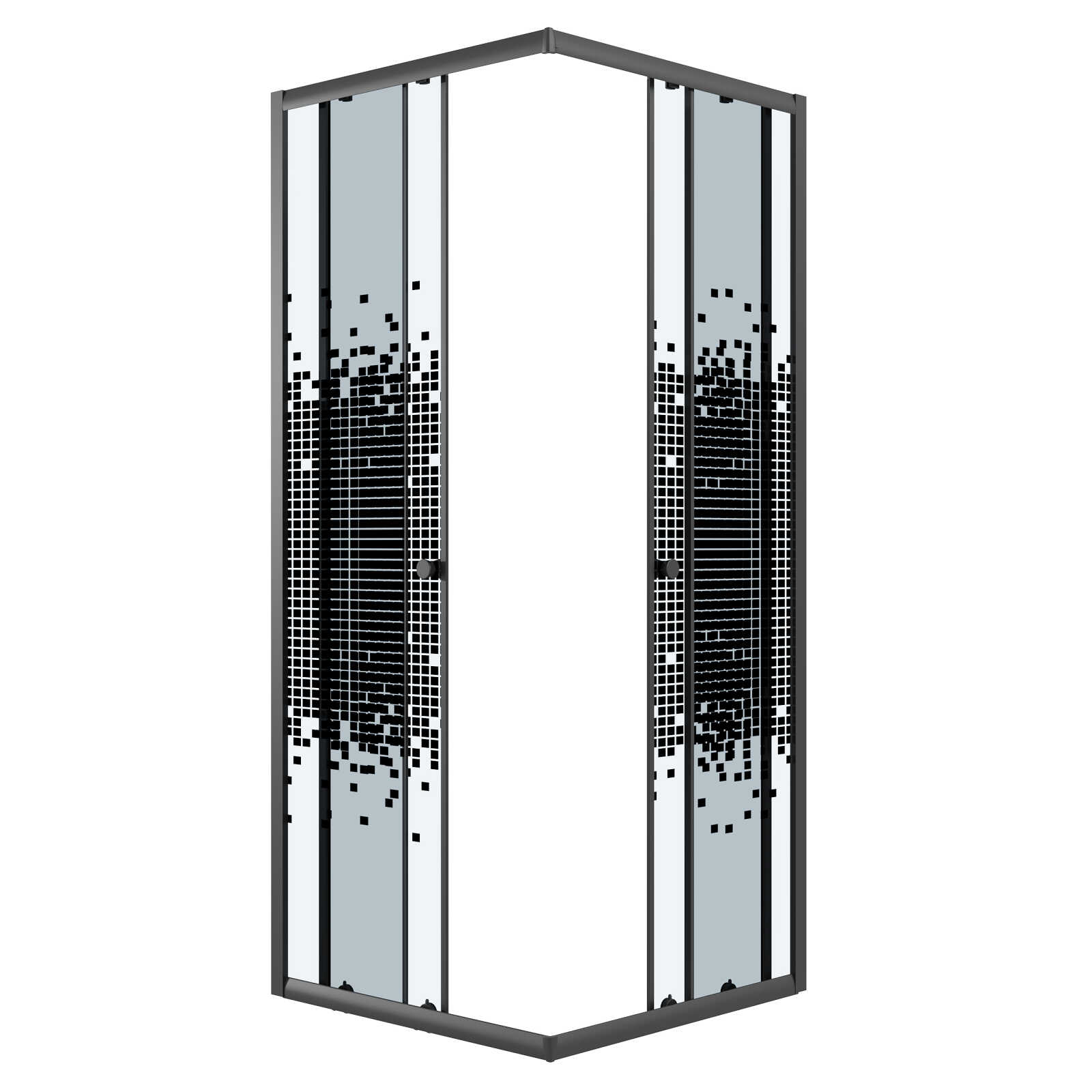 Душевое ограждение Niagara Eco NG-1008-14QBLACK (80х80х190) квадрат,раздвижное,черный,стекло мозаика,1 место